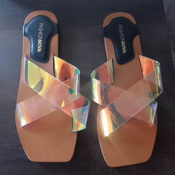 Womens Fashion Nova Off Duty Flat Sandals Multi Size 11 - Picture 1 of 8